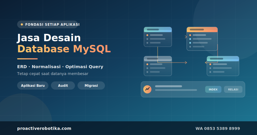 Desain database MySQL dengan ERD, relasi antar tabel, dan optimasi query