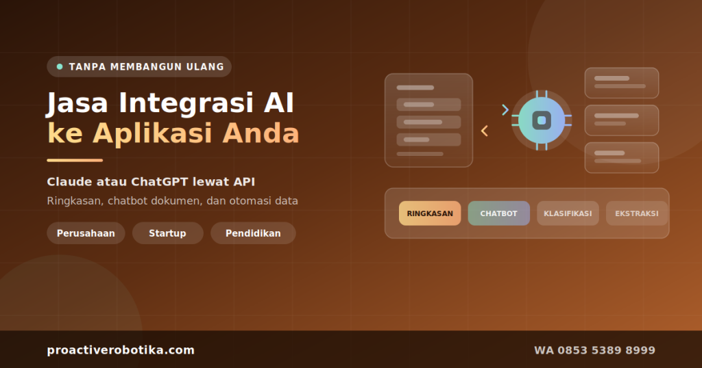 Integrasi AI ke aplikasi yang sudah berjalan lewat Claude atau ChatGPT API