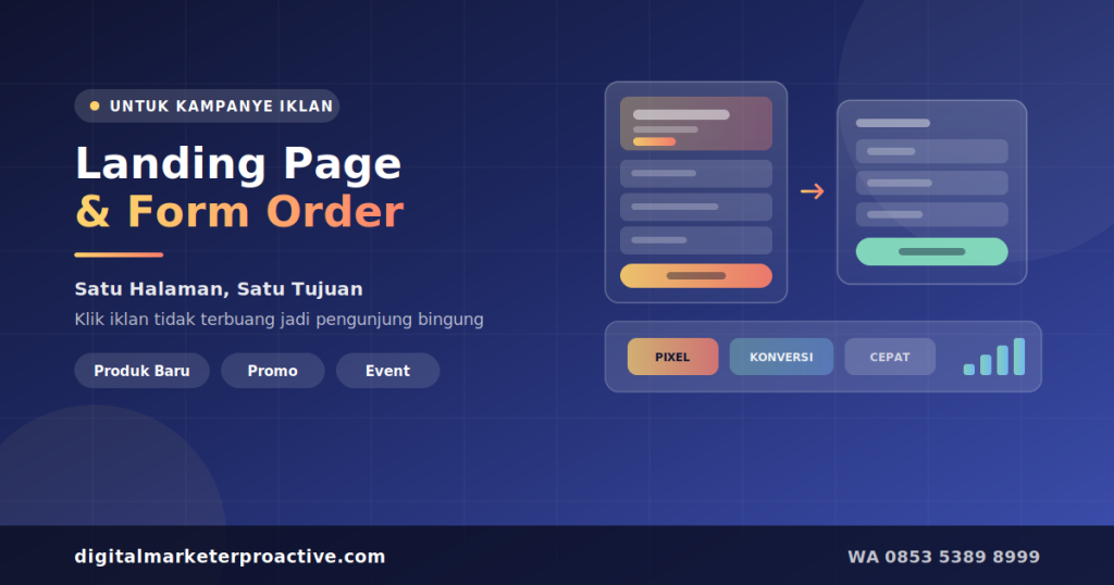 Landing page dengan form order yang dirancang untuk kampanye iklan berbayar