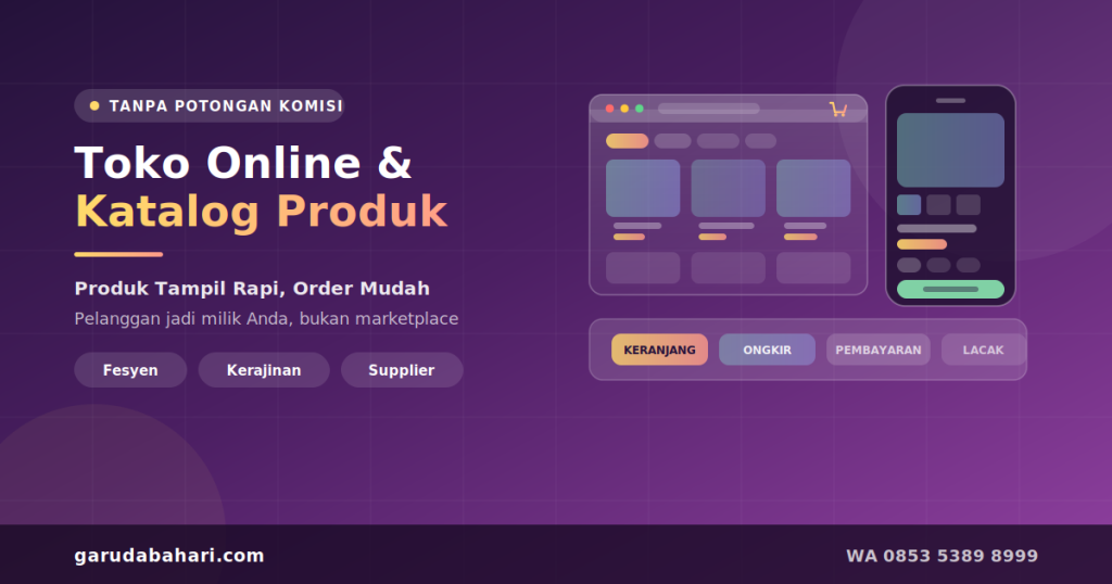 Toko online dengan katalog produk yang rapi dan proses pemesanan yang mudah