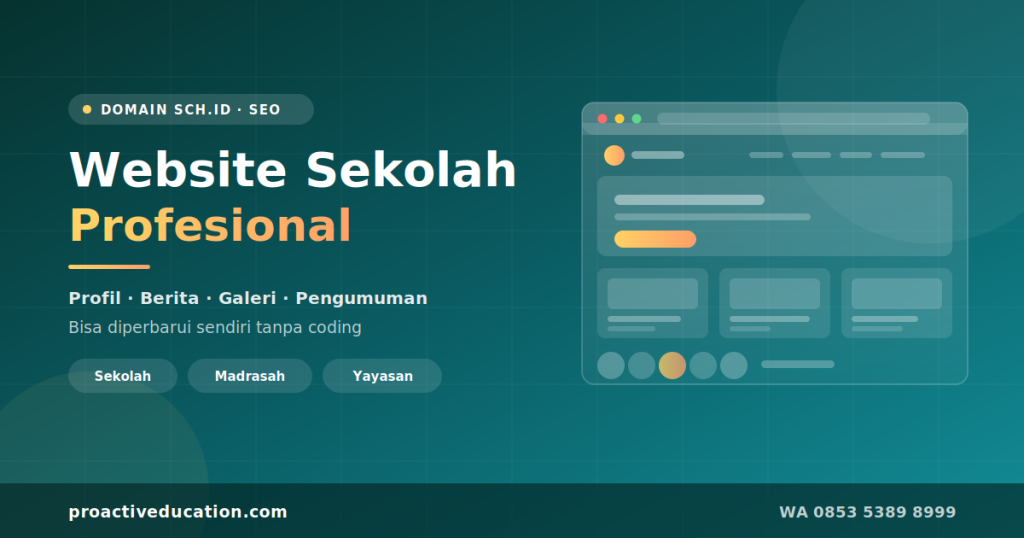 Website sekolah profesional dengan halaman profil, berita, galeri kegiatan, dan direktori guru